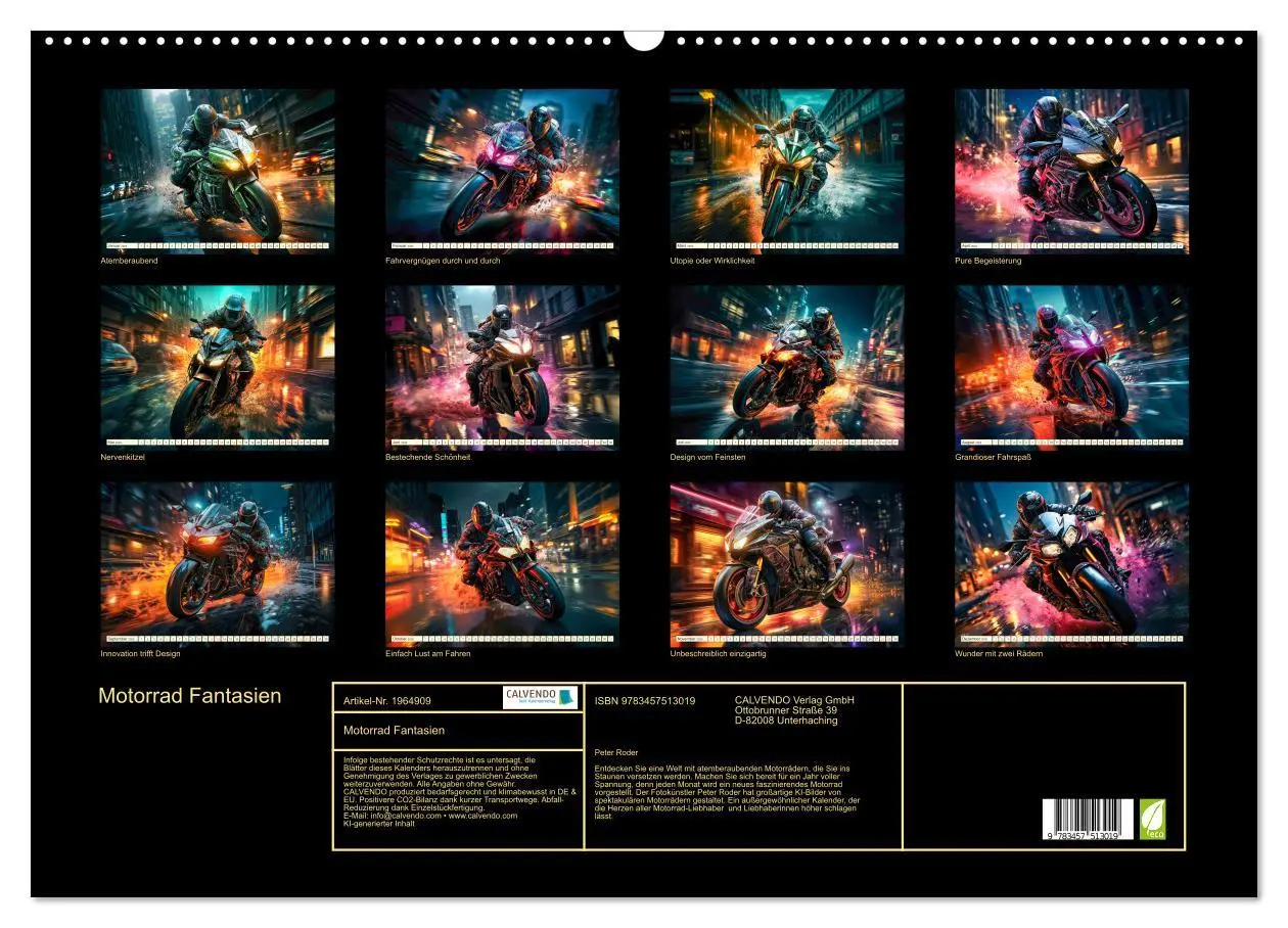 Bild: 9783457513019 | Motorrad Fantasien (Wandkalender 2026 DIN A2 quer), CALVENDO...