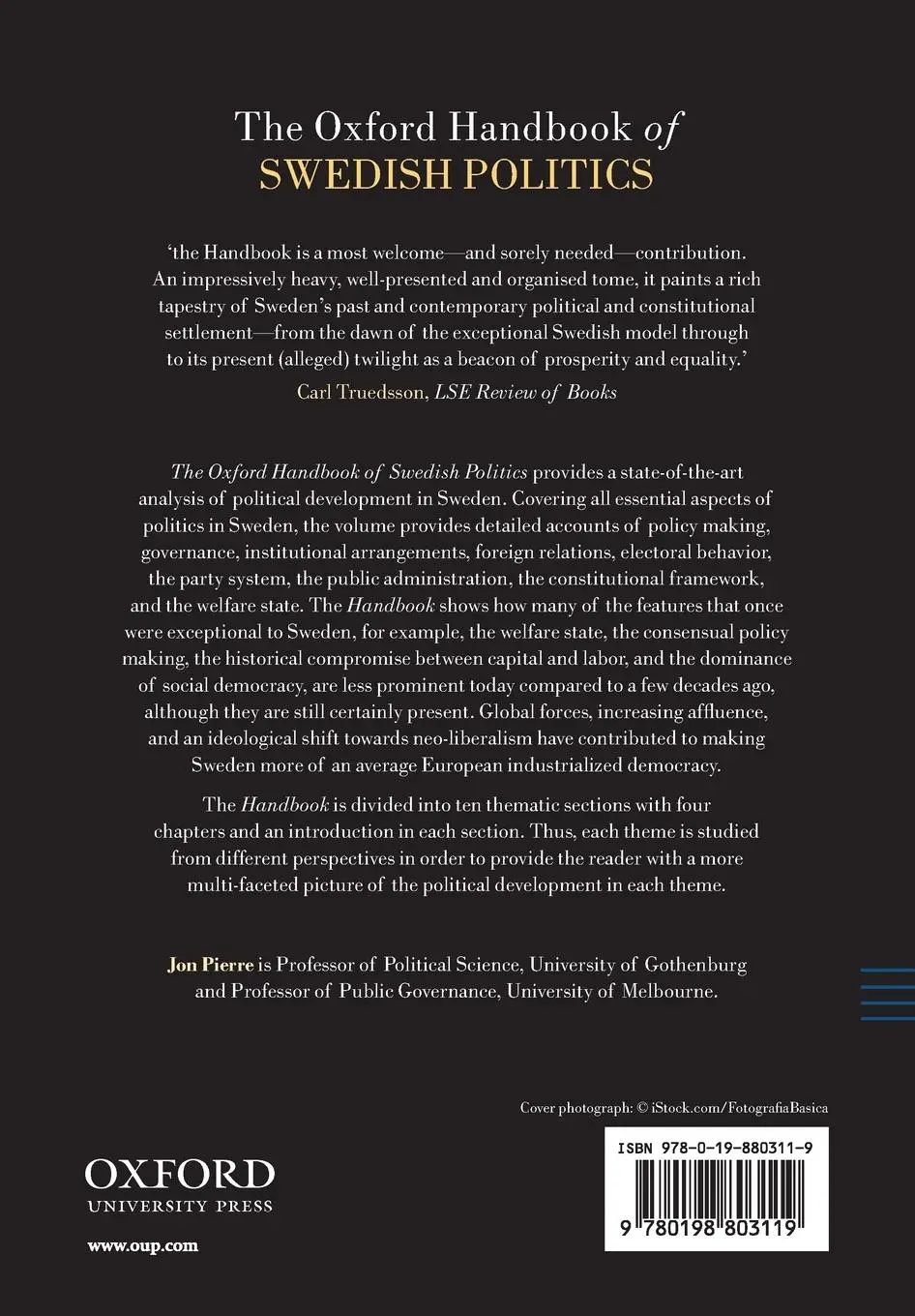 Rückseite: 9780198803119 | The Oxford Handbook of Swedish Politics | Jon Pierre | Taschenbuch
