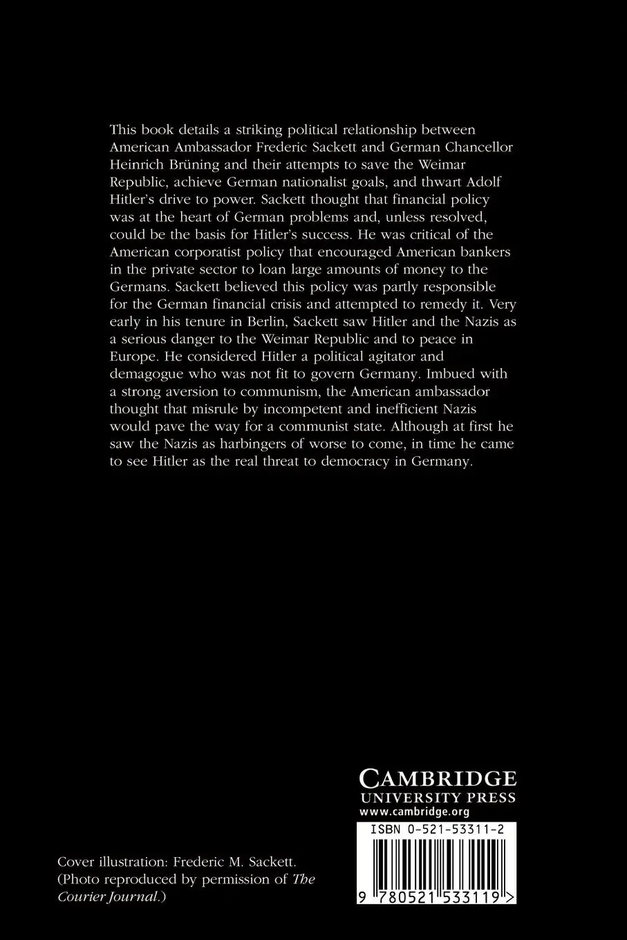 Rückseite: 9780521533119 | Ambassador Frederic Sackett and the Collapse of the Weimar...