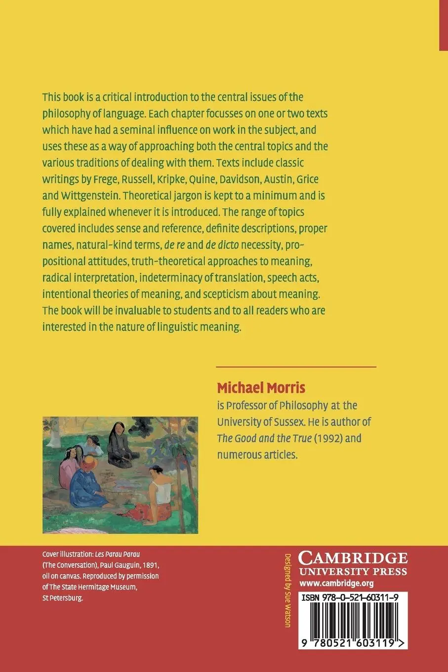 Rückseite: 9780521603119 | Intro Philosophy Language | Michael Morris | Taschenbuch | Englisch