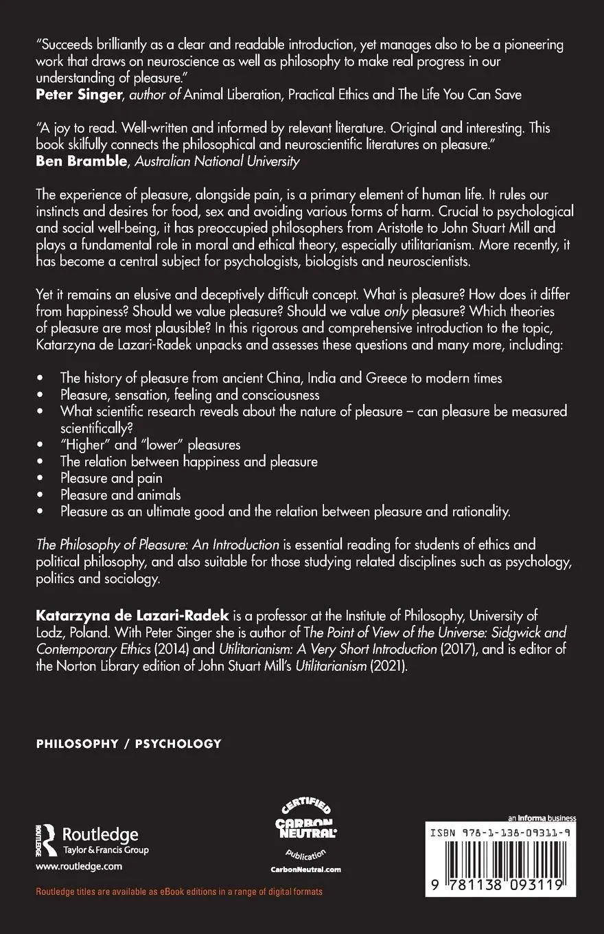 Rückseite: 9781138093119 | The Philosophy of Pleasure | An Introduction | Lazari-Radek | Buch