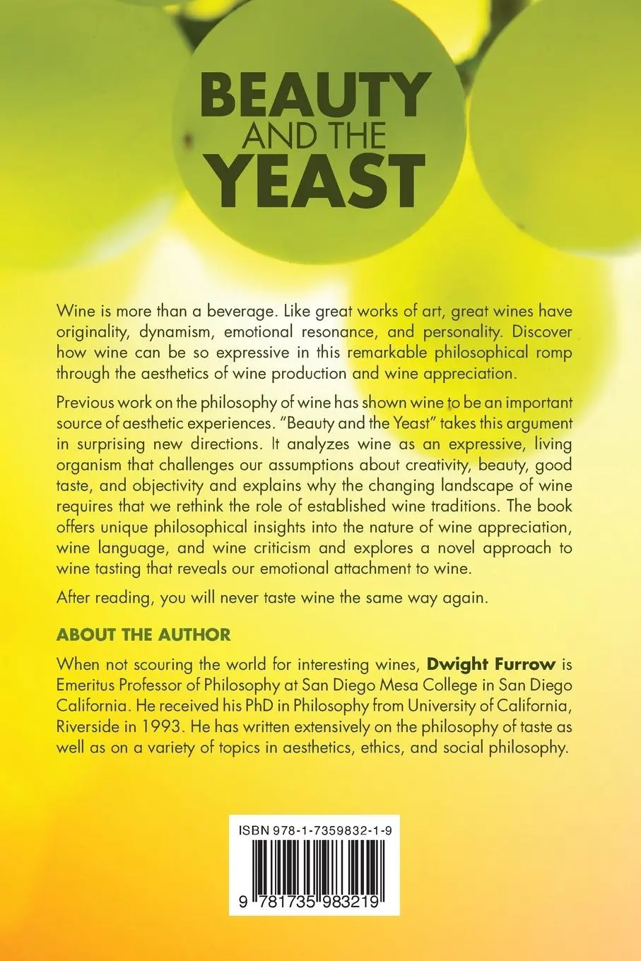 Rückseite: 9781735983219 | Beauty and the Yeast | A Philosophy of Wine, Life, and Love | Furrow