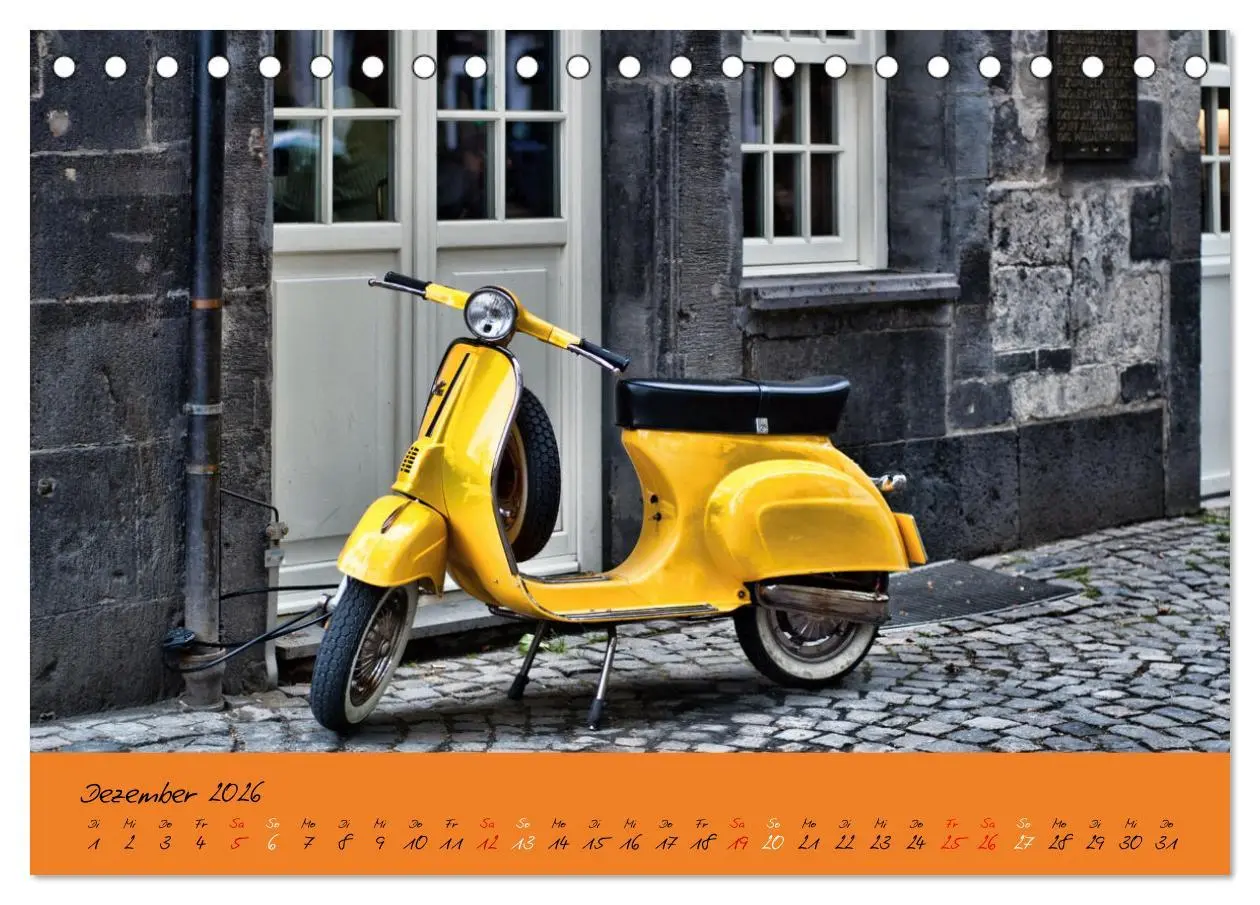 Bild: 9783457593219 | Vespa Liebe (Tischkalender 2026 DIN A5 quer), CALVENDO Monatskalender