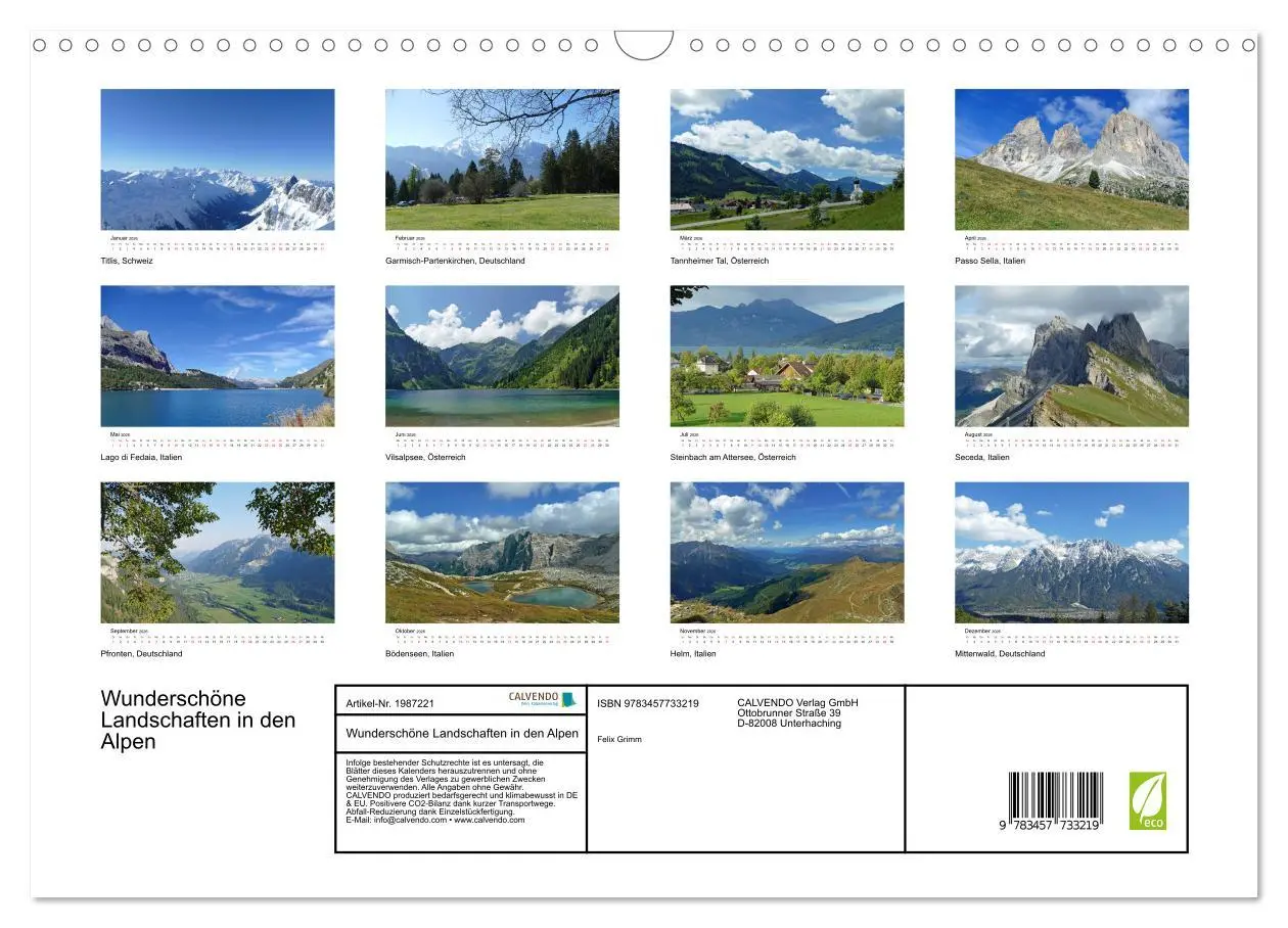 Bild: 9783457733219 | Wunderschöne Landschaften in den Alpen (Wandkalender 2026 DIN A3...