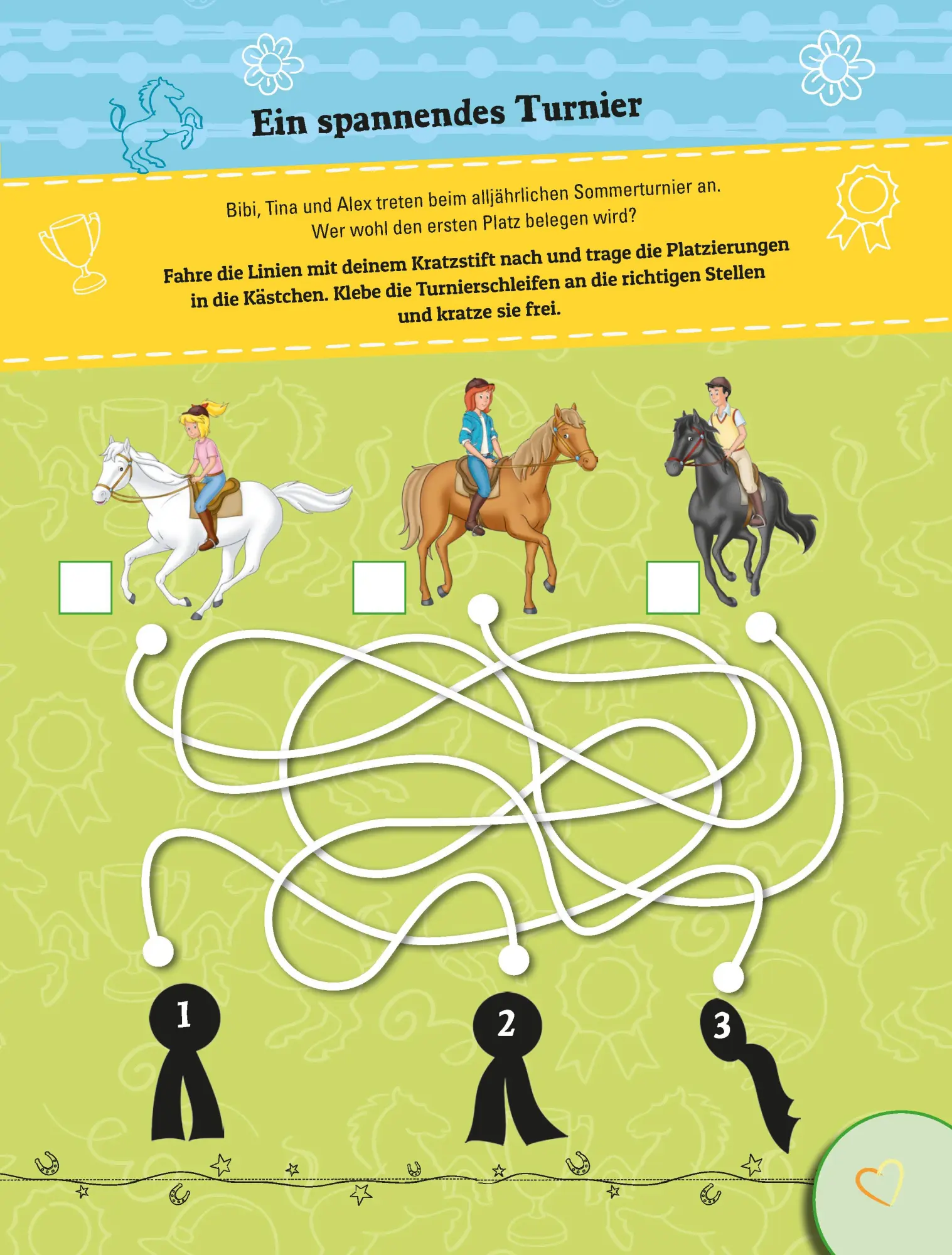 Bild: 9783849943219 | Bibi &amp; Tina: Kritzel-Kratzel Stickerbuch mit Rätseln | Verlag | Buch
