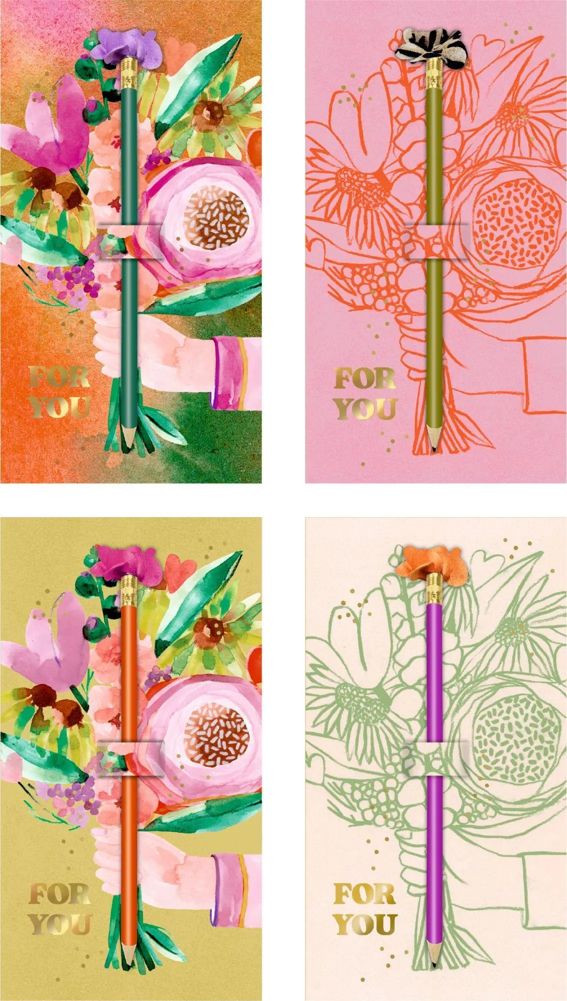 Karte mit Bleistift - Blumengrüße - Schöner Schenken