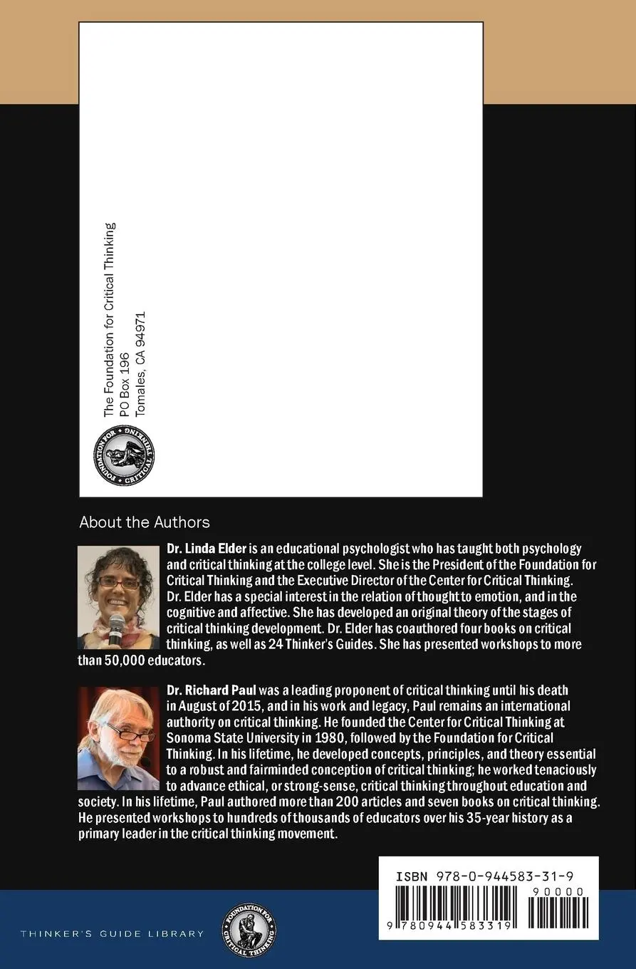 Rückseite: 9780944583319 | Thinker's Guide to Socratic Questioning | Richard Paul (u. a.) | Buch