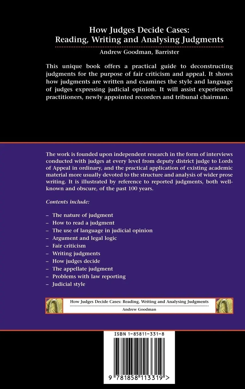 Rückseite: 9781858113319 | How Judges Decide Cases | Andrew Goodman | Buch | Englisch | 2005