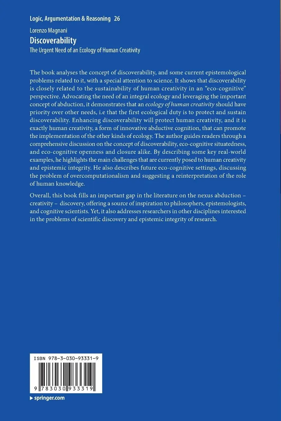 Rückseite: 9783030933319 | Discoverability | The Urgent Need of an Ecology of Human Creativity