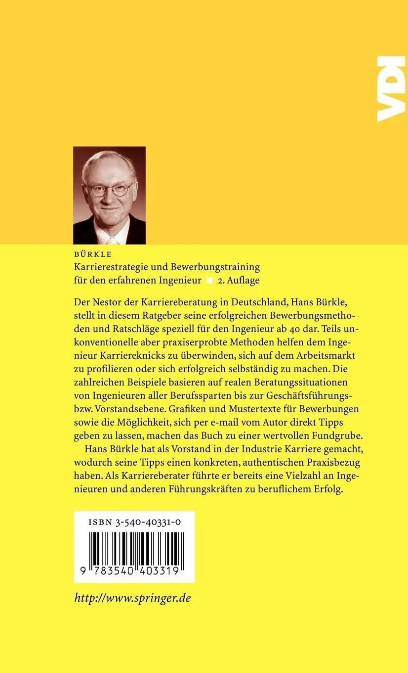 Rückseite: 9783540403319 | Karrierestrategie und Bewerbungstraining für den erfahrenen Ingenieur