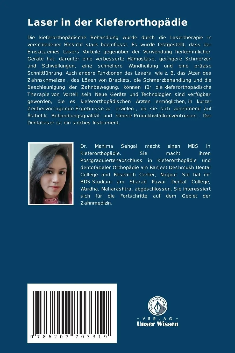 Rückseite: 9786207703319 | Laser in der Kieferorthopädie | Mahima Sehgal (u. a.) | Taschenbuch