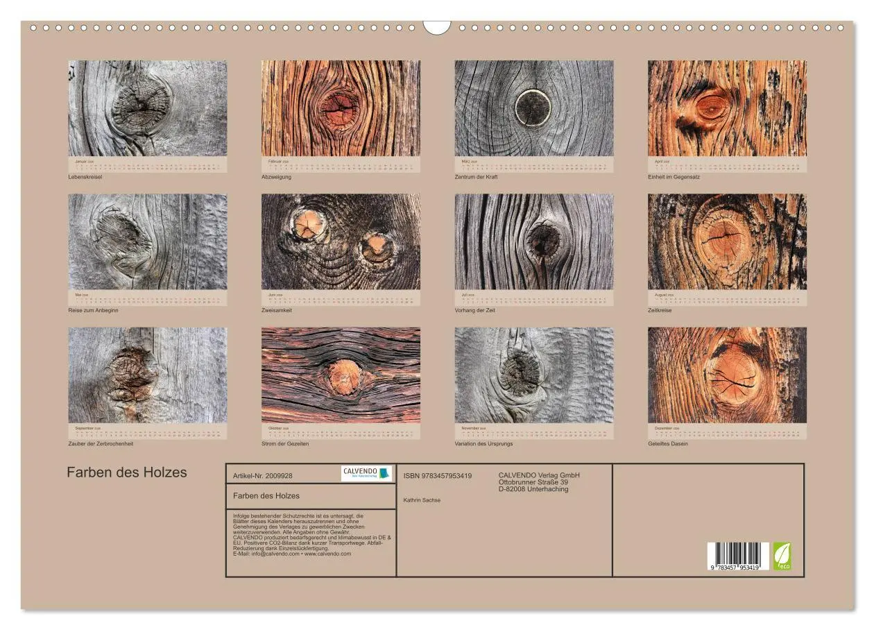 Bild: 9783457953419 | Farben des Holzes (Wandkalender 2026 DIN A2 quer), CALVENDO...