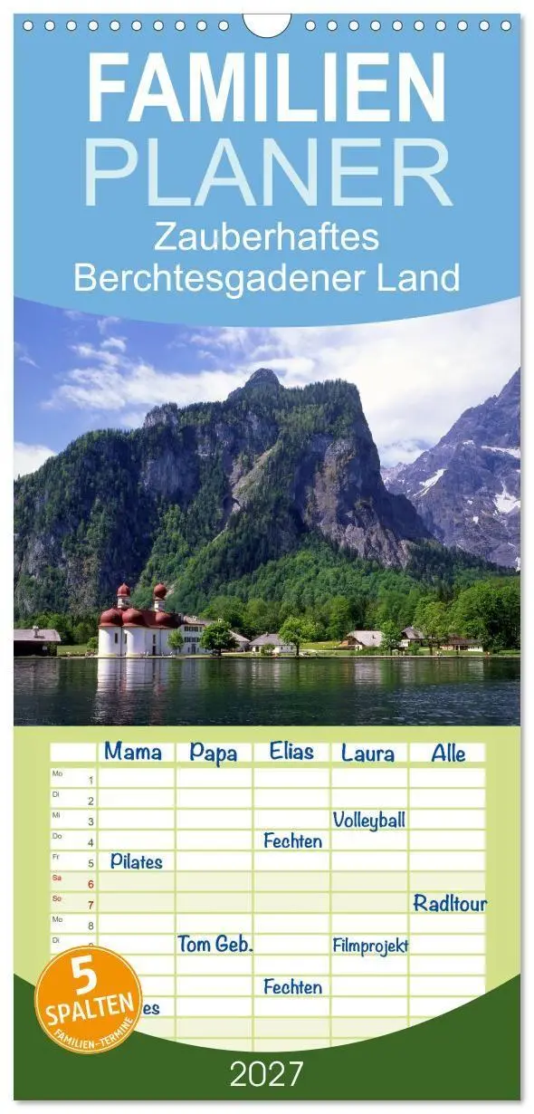 Cover: 9783594333419 | Familienplaner 2027 - Zauberhaftes Berchtesgadener Land mit 5...