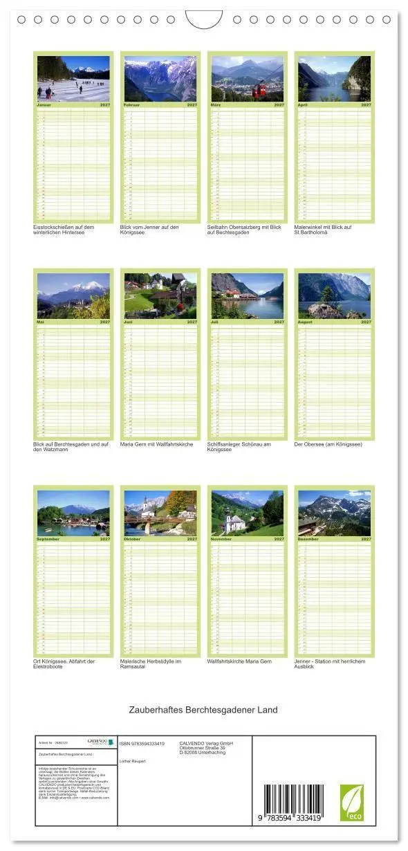Bild: 9783594333419 | Familienplaner 2027 - Zauberhaftes Berchtesgadener Land mit 5...