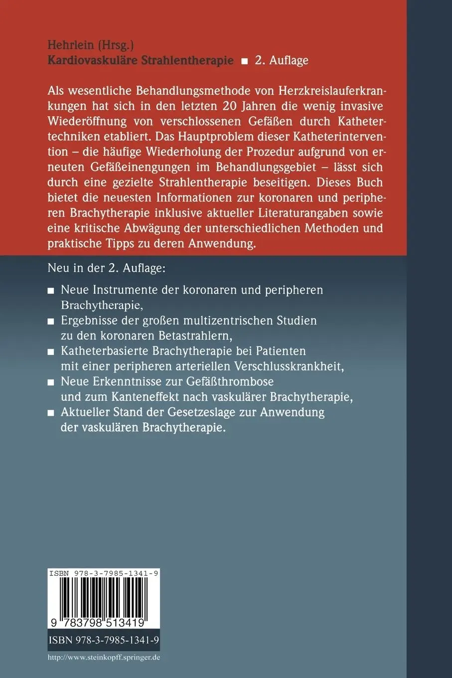 Rückseite: 9783798513419 | Kardiovaskuläre Strahlentherapie | Ein multidisziplinäres Lehrbuch