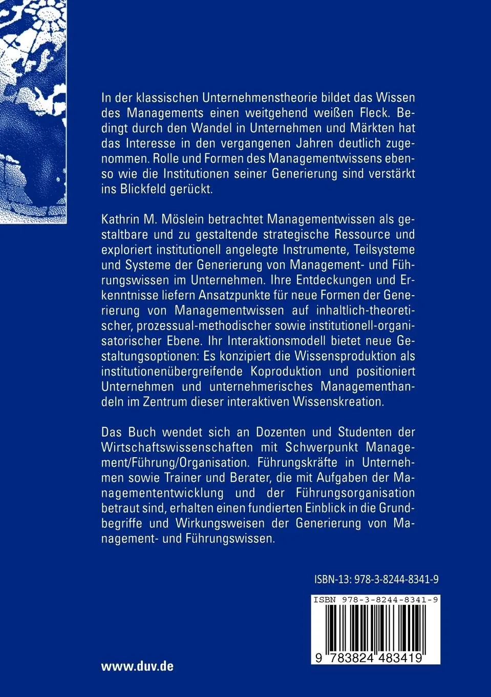 Rückseite: 9783824483419 | Der Markt für Managementwissen | Kathrin M. Möslein | Taschenbuch