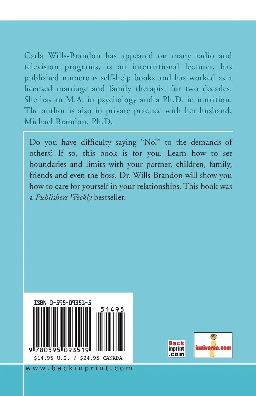 Rückseite: 9780595093519 | Learning to Say No | Establishing Healthy Boundaries | Wills-Brandon