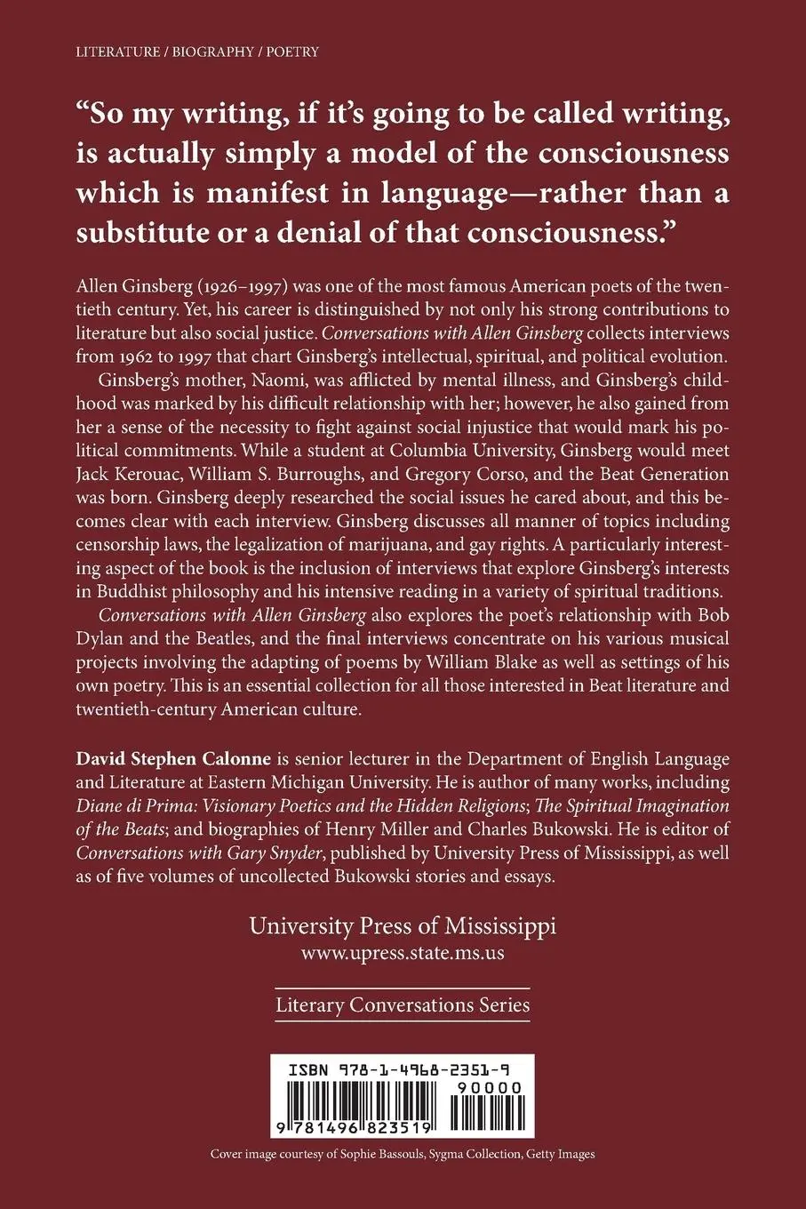 Rückseite: 9781496823519 | Conversations with Allen Ginsberg | David Stephen Calonne | Buch
