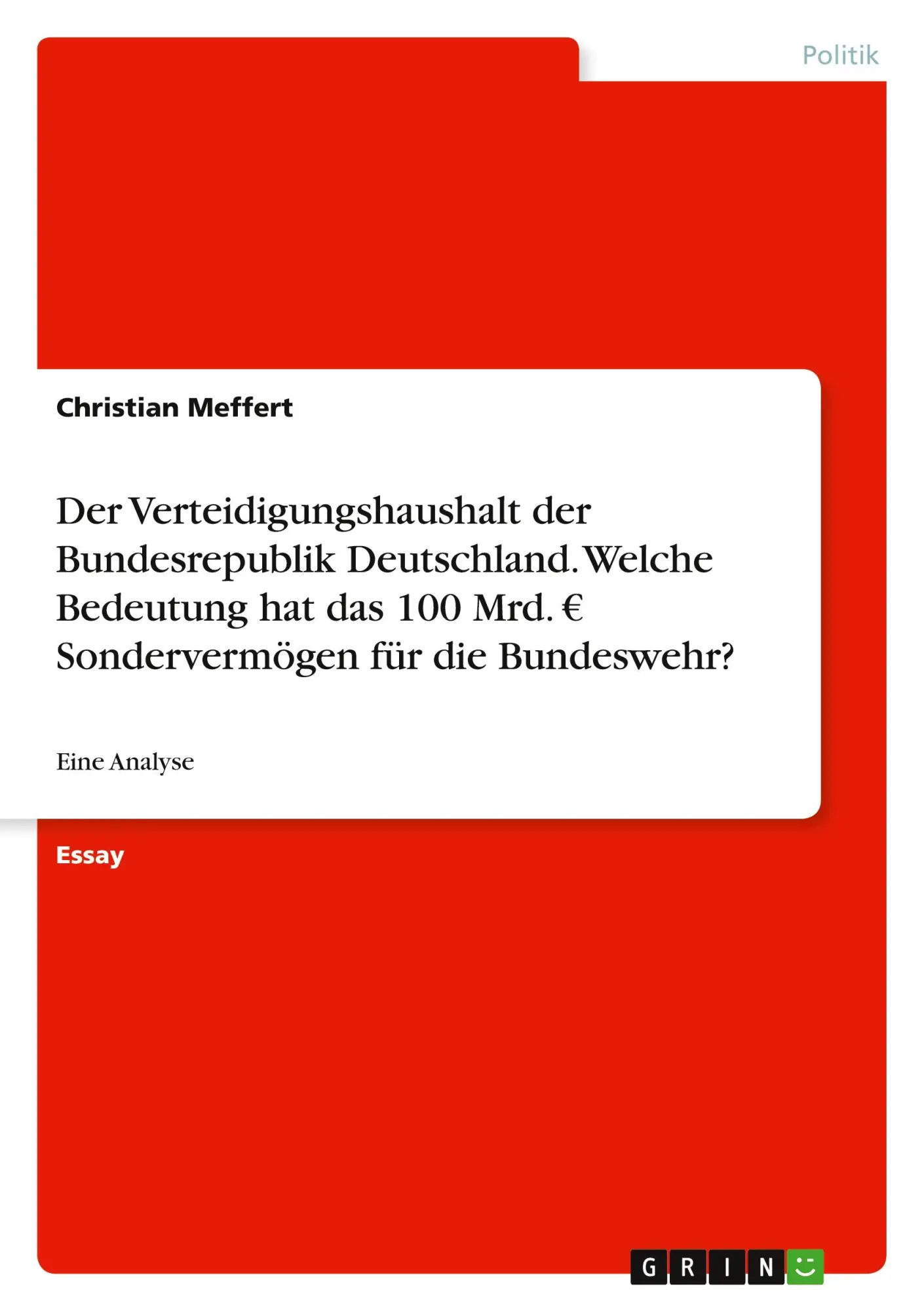 Cover: 9783389013519 | Der Verteidigungshaushalt der Bundesrepublik Deutschland. Welche...