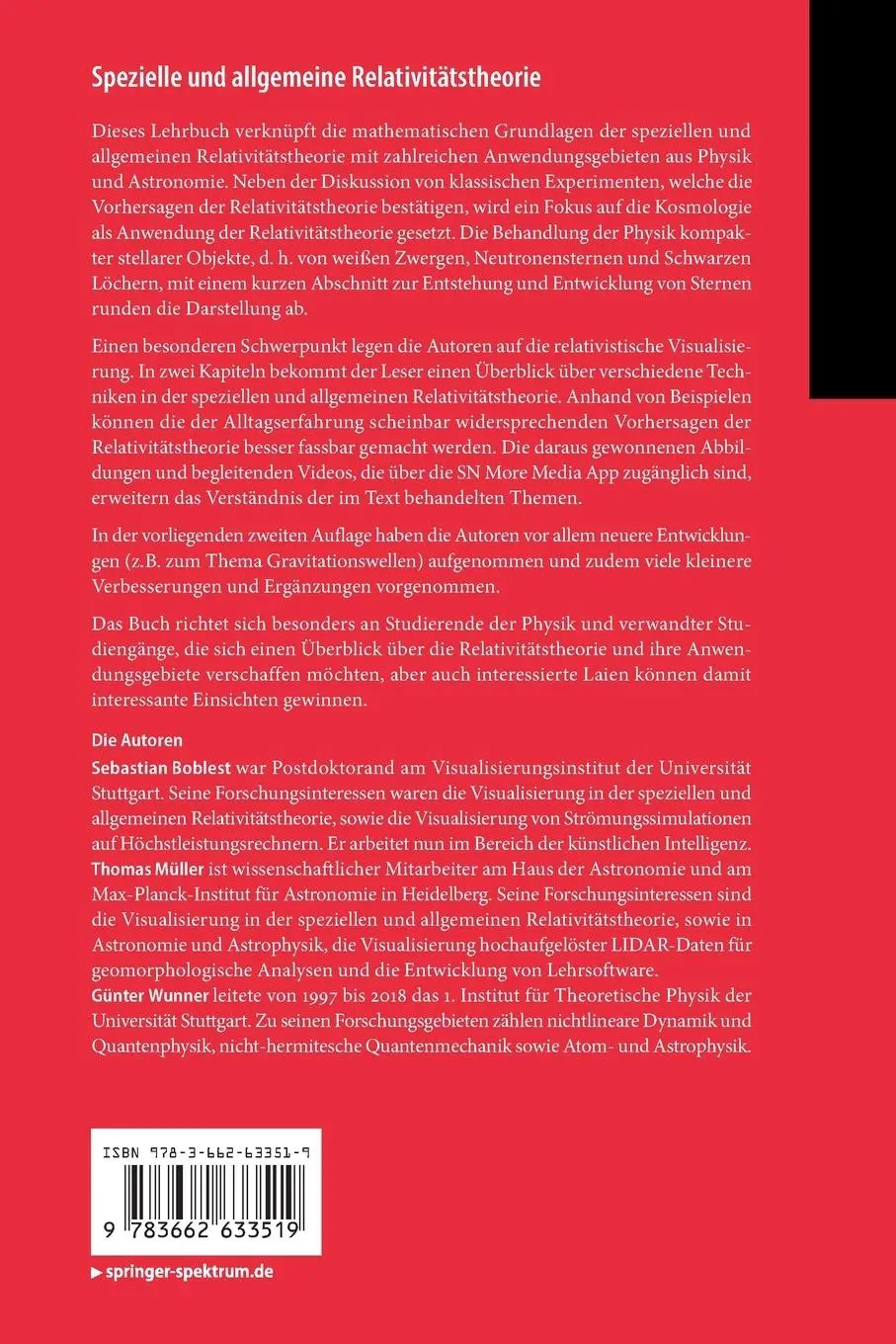 Rückseite: 9783662633519 | Spezielle und allgemeine Relativitätstheorie | Boblest (u. a.) | Buch