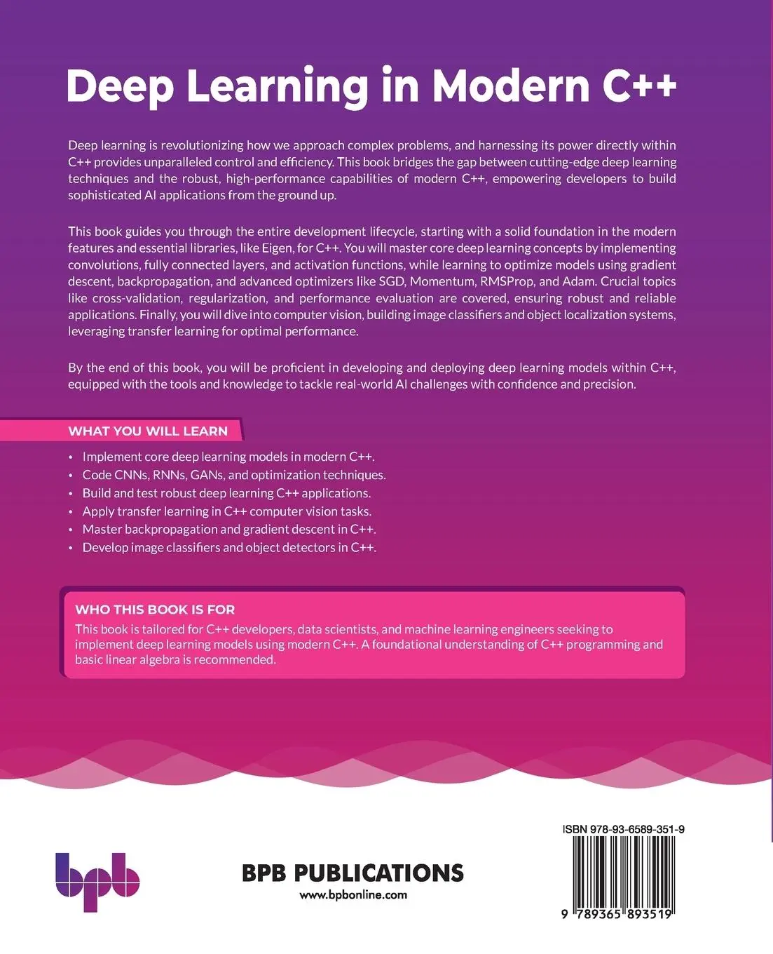 Rückseite: 9789365893519 | Deep Learning in Modern C++ | Luiz Carlos d'Oleron | Taschenbuch