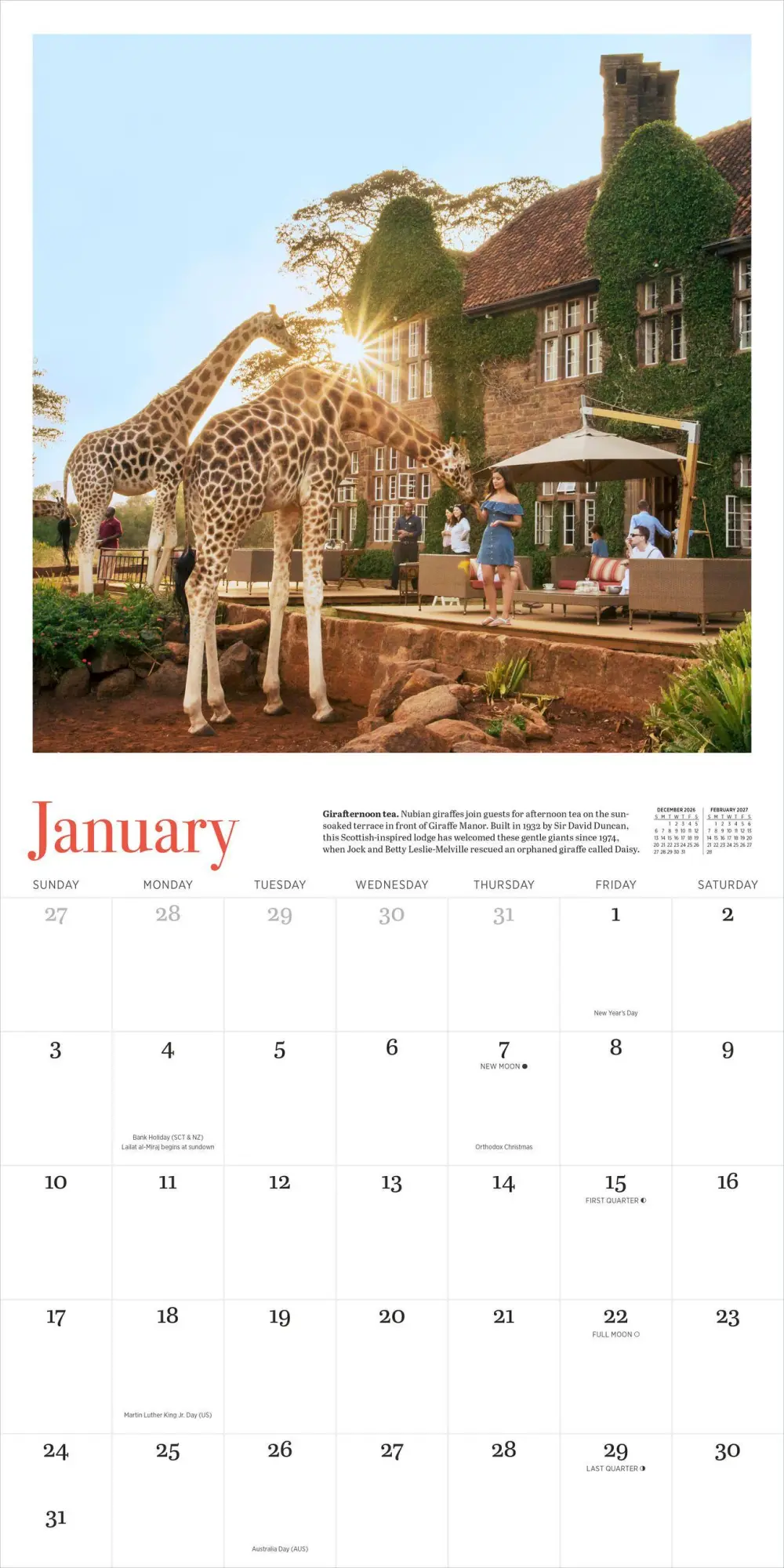 Bild: 9781523533619 | Giraffe Manor Wall Calendar 2027 | Robin D Moore (u. a.) | Kalender