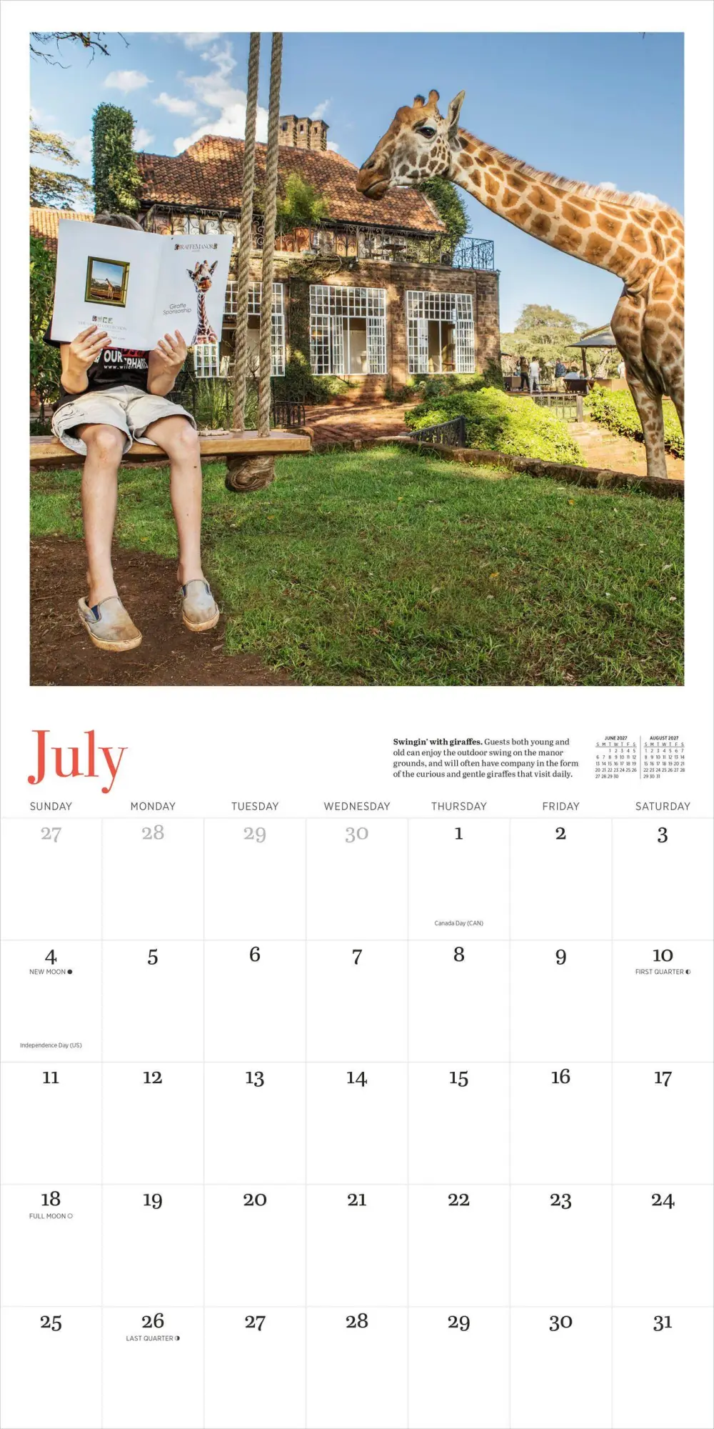 Bild: 9781523533619 | Giraffe Manor Wall Calendar 2027 | Robin D Moore (u. a.) | Kalender