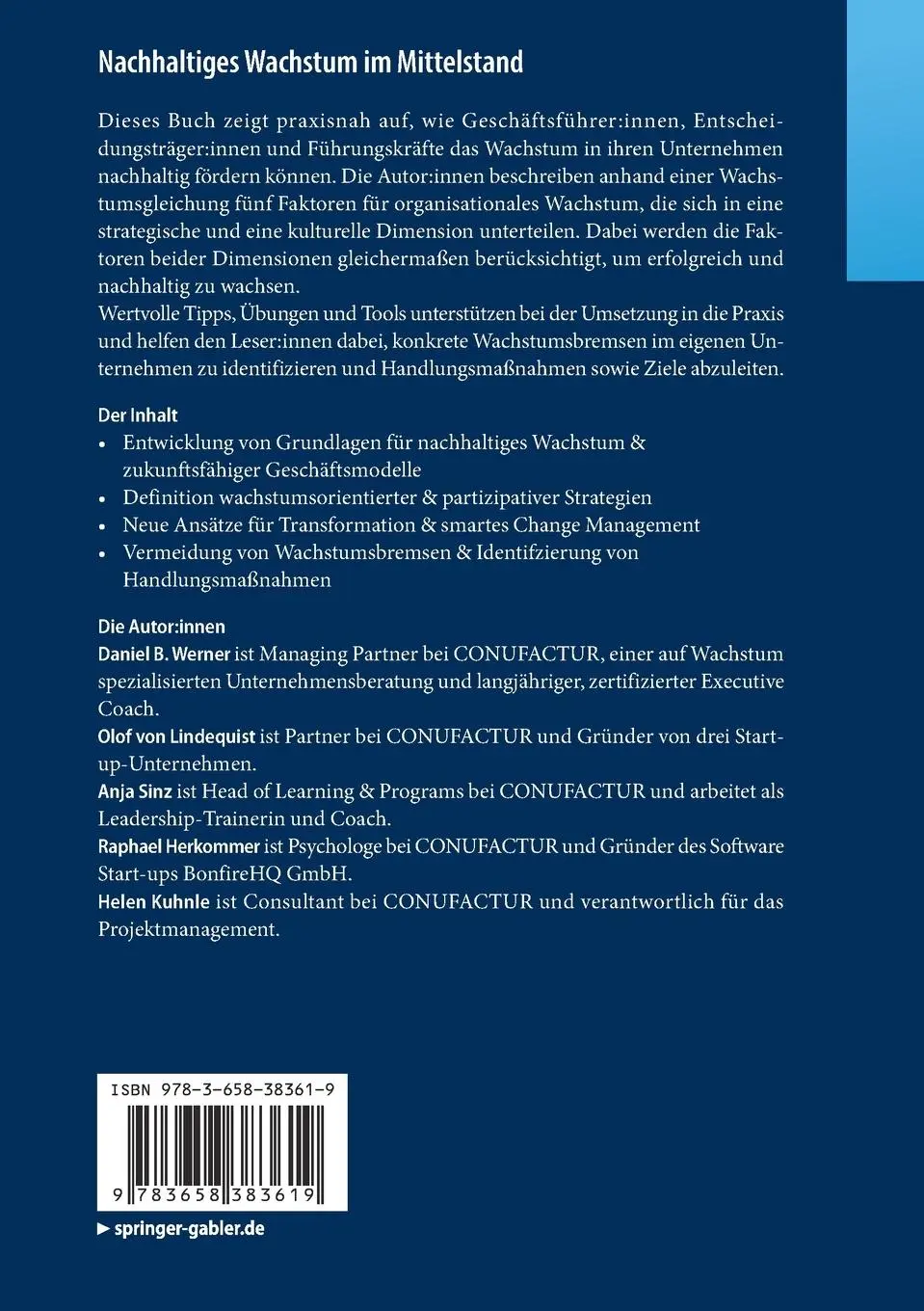 Rückseite: 9783658383619 | Nachhaltiges Wachstum im Mittelstand | Daniel B. Werner (u. a.) | Buch