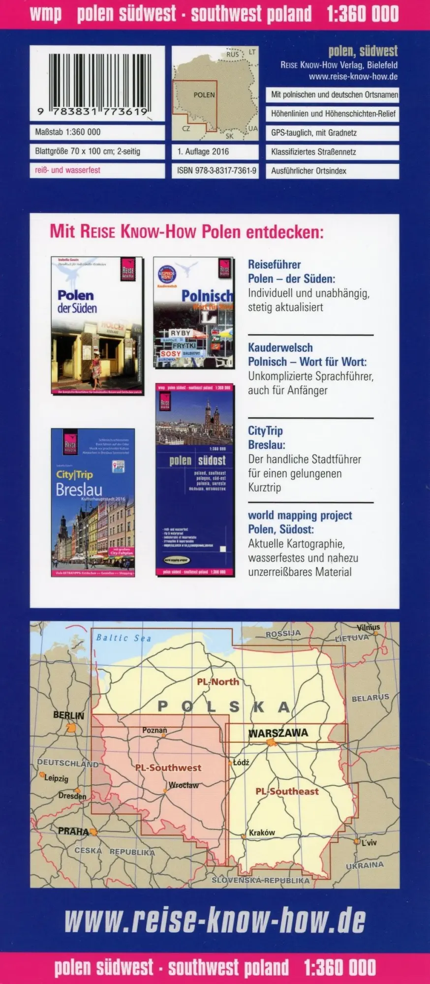 Bild: 9783831773619 | Reise Know-How Landkarte Polen, Südwest 1 : 360.000 | Rump | 2 S.