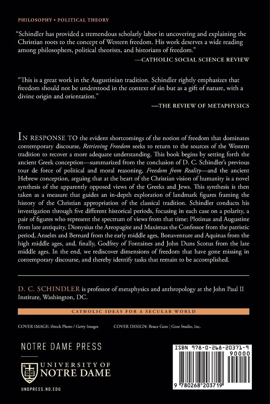 Rückseite: 9780268203719 | Retrieving Freedom | D. C. Schindler | Taschenbuch | Englisch | 2024