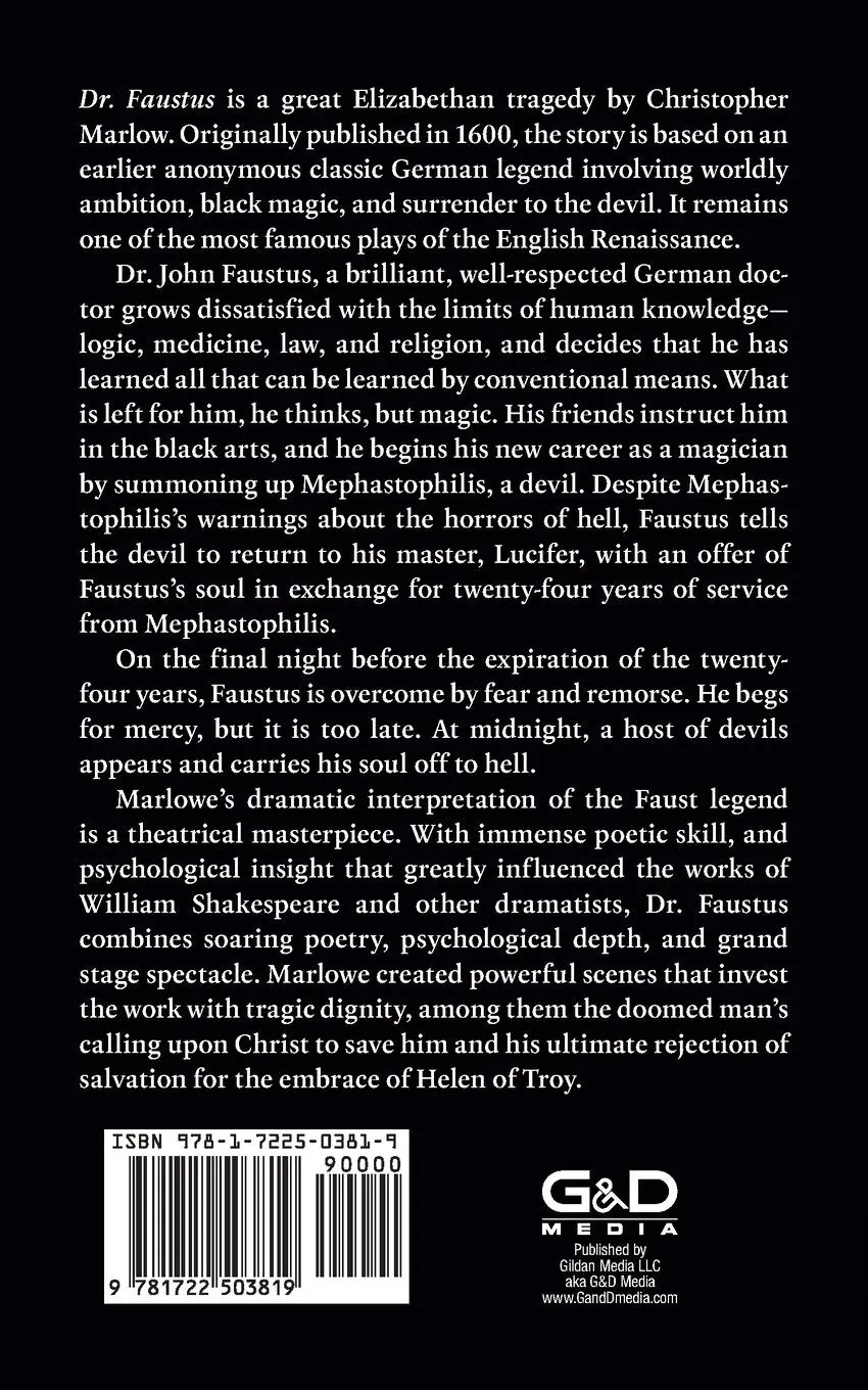 Rückseite: 9781722503819 | Dr. Faustus | Christopher Marlowe | Taschenbuch | Englisch | 2024