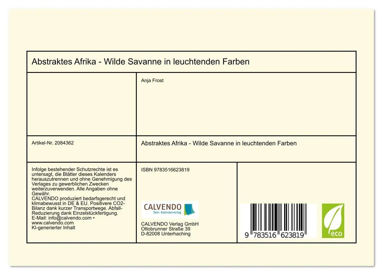 Bild: 9783516623819 | Abstraktes Afrika - Wilde Savanne in leuchtenden Farben...