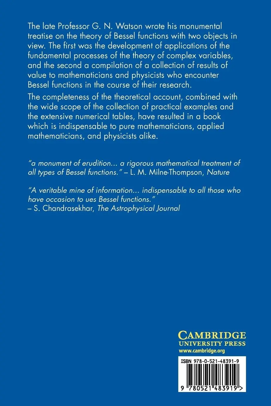Rückseite: 9780521483919 | A Treatise on the Theory of Bessel Functions | G. Watson | Taschenbuch