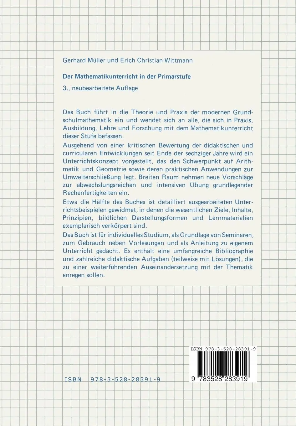 Rückseite: 9783528283919 | Der Mathematikunterricht in der Primarstufe | Wittmann (u. a.) | Buch