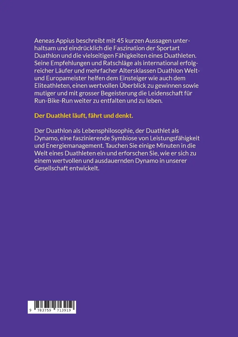 Rückseite: 9783759713919 | Duathlet | Ein verlässlicher Dynamo weit über die Sportwelt hinaus