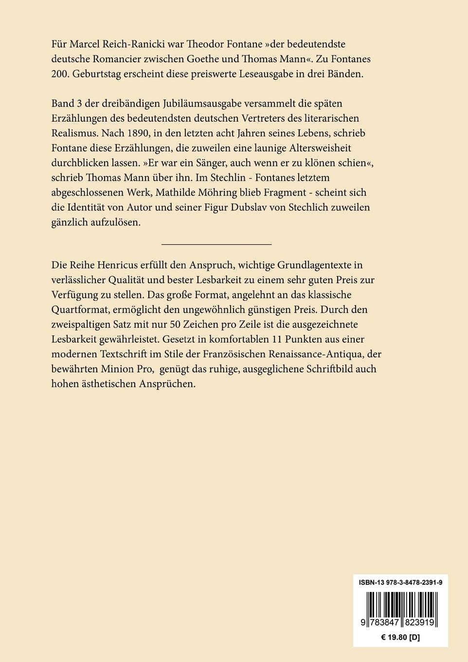 Rückseite: 9783847823919 | Späte Erzählungen | Theodor Fontane | Taschenbuch | Paperback | 488 S.