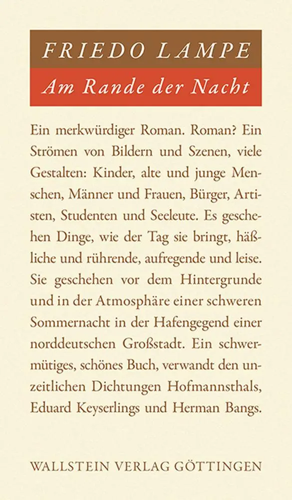 Cover: 9783892443919 | Am Rande der Nacht | Friedo Lampe | Buch | 200 S. | Deutsch | 2003