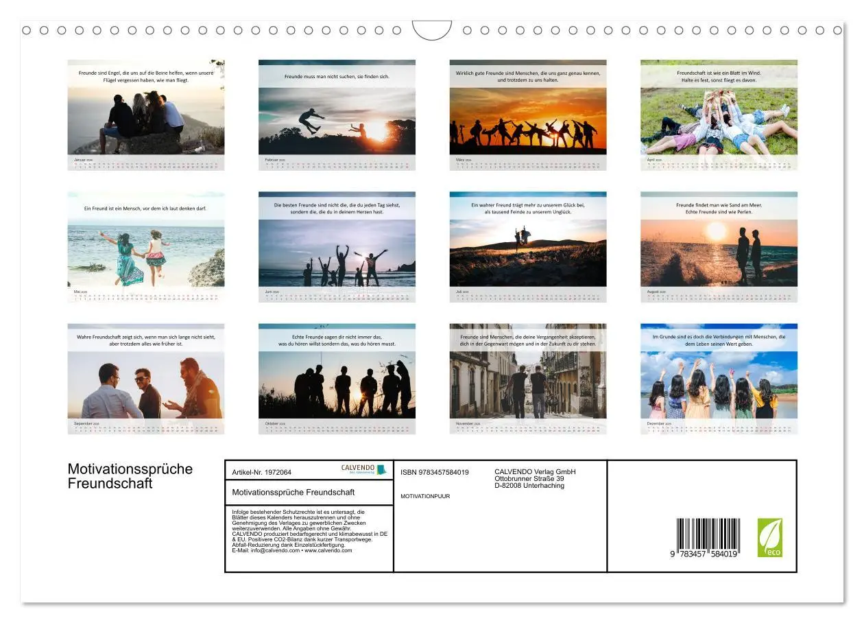 Bild: 9783457584019 | Motivationssprüche Freundschaft (Wandkalender 2026 DIN A3 quer),...