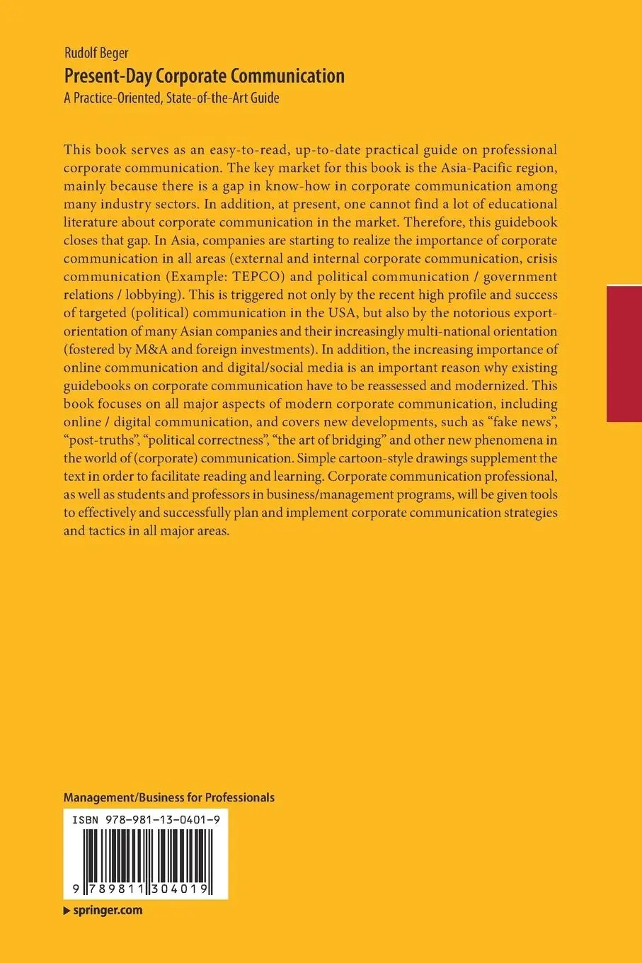 Rückseite: 9789811304019 | Present-Day Corporate Communication | Rudolf Beger | Taschenbuch | xii