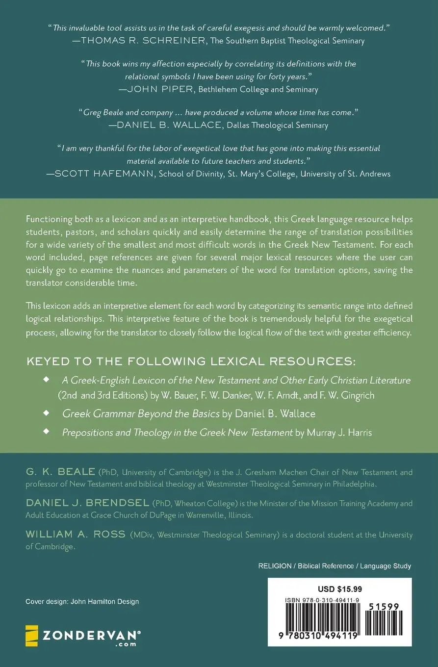 Rückseite: 9780310494119 | An Interpretive Lexicon of New Testament Greek | Beale (u. a.) | Buch