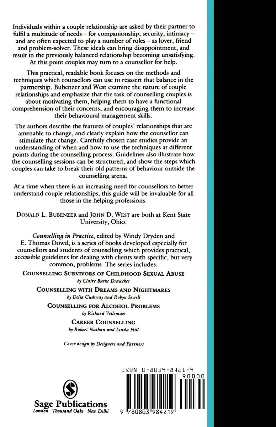 Rückseite: 9780803984219 | Counselling Couples | Donald L Bubenzer (u. a.) | Taschenbuch | 2000