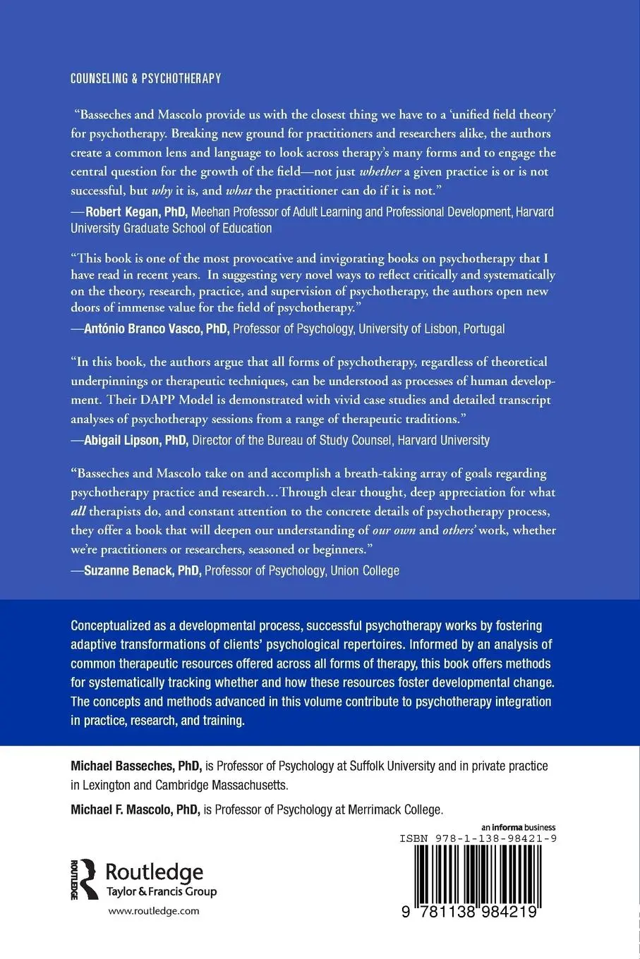 Rückseite: 9781138984219 | Psychotherapy as a Developmental Process | Michael Basseches (u. a.)