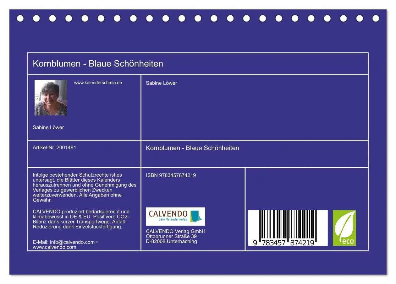 Bild: 9783457874219 | Kornblumen - Blaue Schönheiten (Tischkalender 2026 DIN A5 quer),...