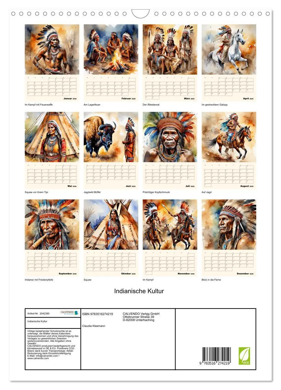 Bild: 9783516274219 | Indianische Kultur (Wandkalender 2026 DIN A3 hoch), CALVENDO...