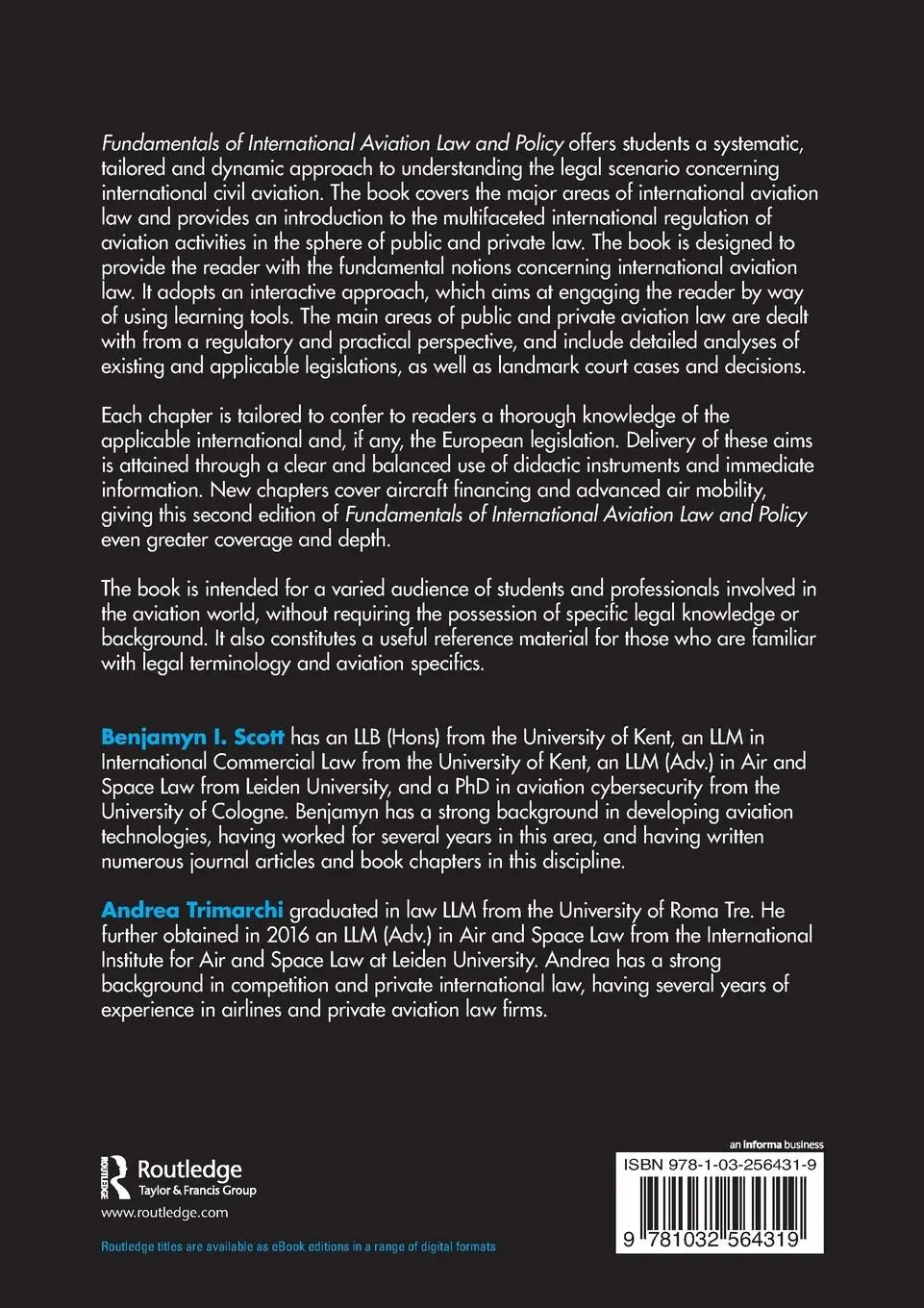 Rückseite: 9781032564319 | Fundamentals of International Aviation Law and Policy | Scott (u. a.)