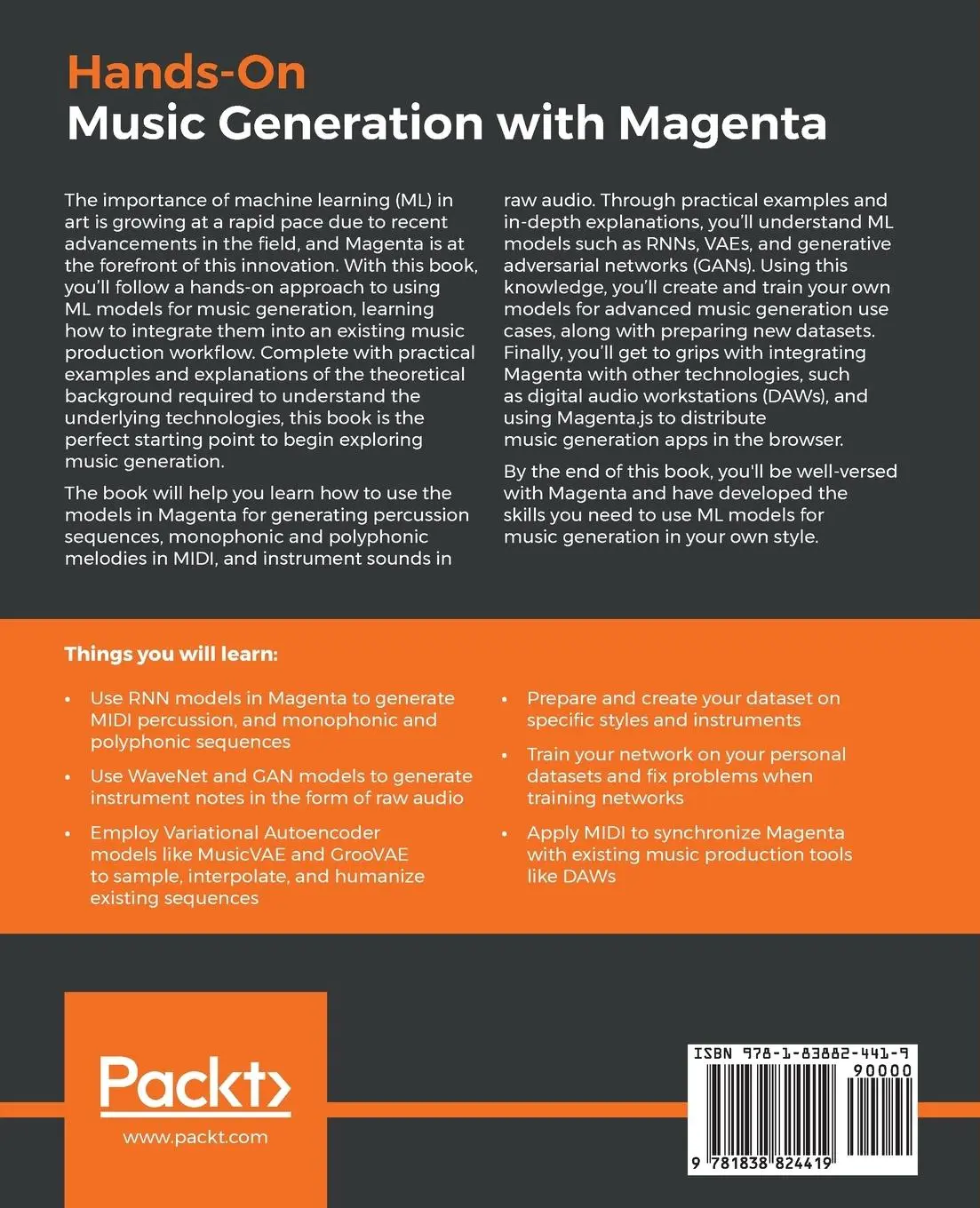 Rückseite: 9781838824419 | Hands-On Music Generation with Magenta | Alexandre Dubreuil | Buch