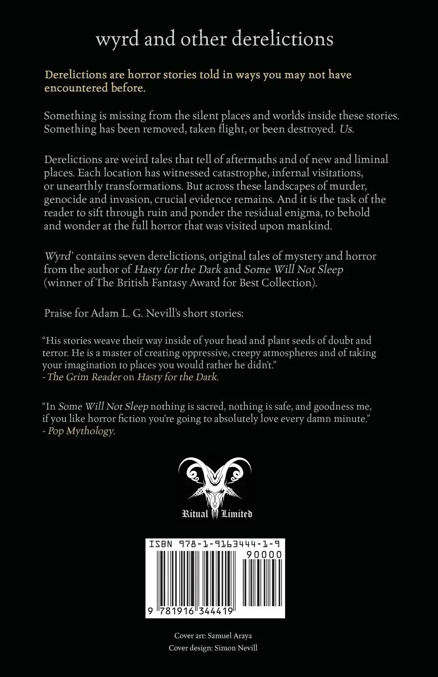 Rückseite: 9781916344419 | Wyrd and Other Derelictions | Adam Nevill | Taschenbuch | Englisch