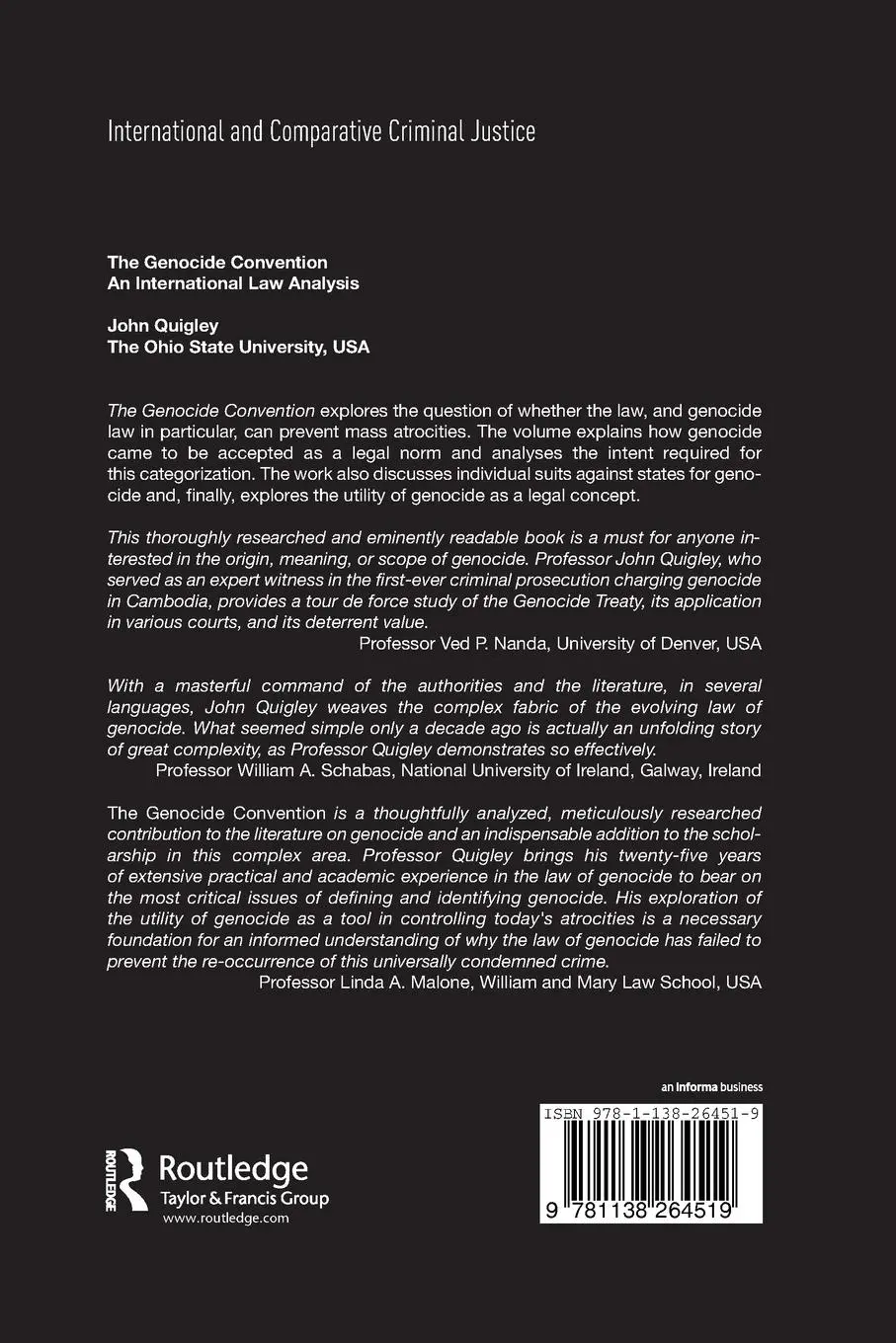 Rückseite: 9781138264519 | The Genocide Convention | An International Law Analysis | John Quigley