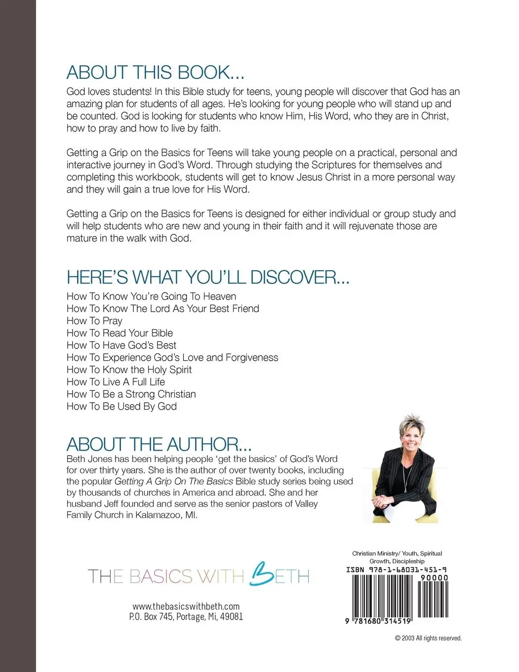 Rückseite: 9781680314519 | Getting a Grip on the Basics for Teens | Beth Jones | Taschenbuch