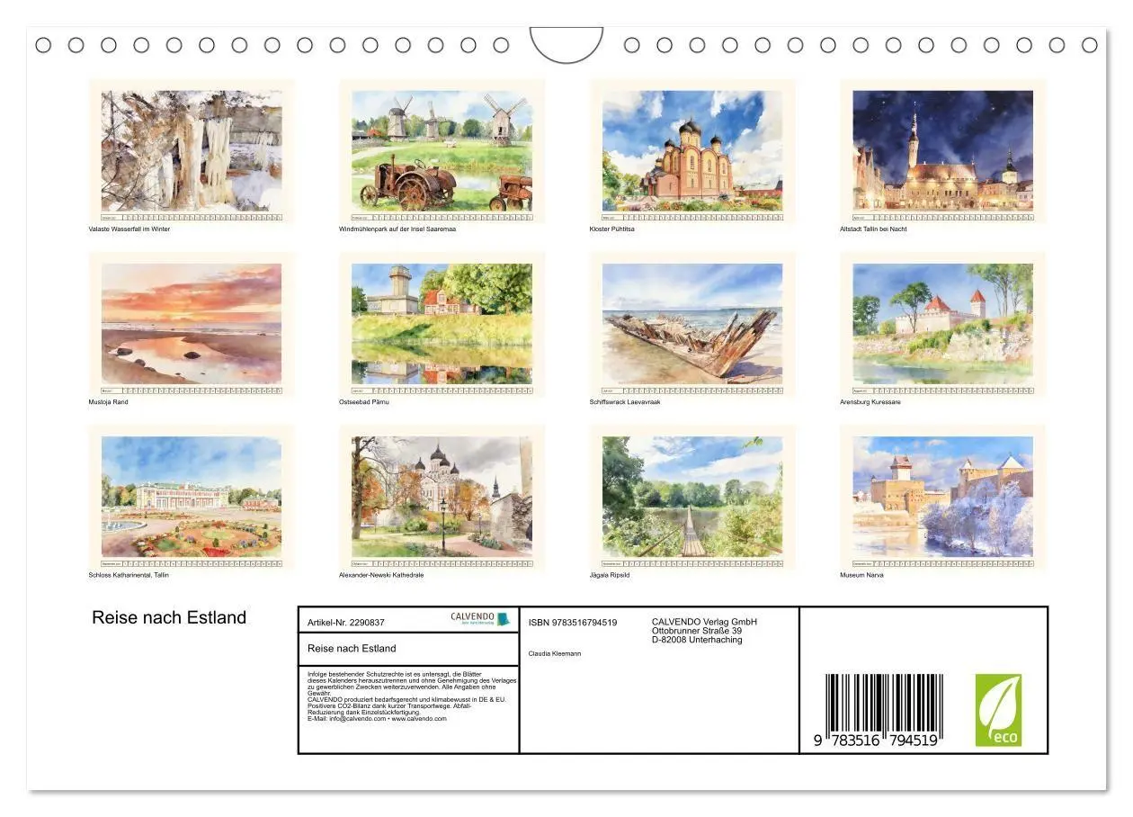Bild: 9783516794519 | Reise nach Estland (Wandkalender 2027 DIN A4 quer), CALVENDO...